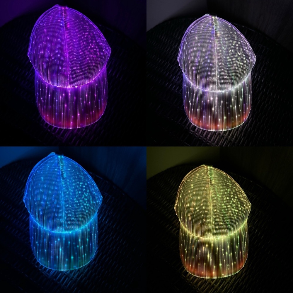 Fiber optic baseball cap LED hat with 7 colors luminous glowing USB Charge